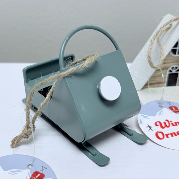 Target Bullseye Playground Winter Ornaments, Sled, Sleigh, Skis, & Cabin, New - Picture 2 of 5